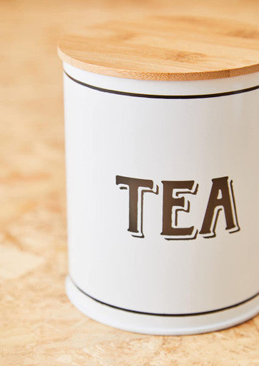 Orsina White Metal Tea Canister – Minimalist Kitchen Storage Jar
