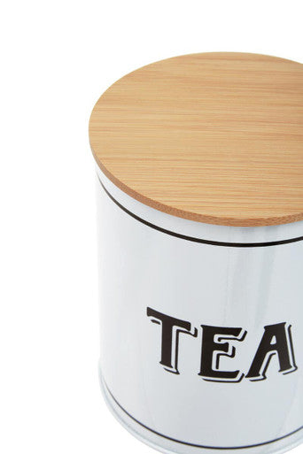 Orsina White Metal Tea Canister – Minimalist Kitchen Storage Jar