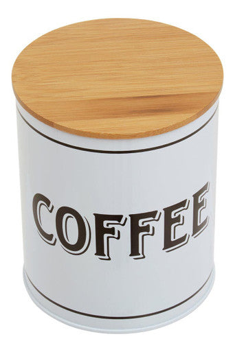 Orsina White Metal Coffee Canister – Airtight Kitchen Storage Container