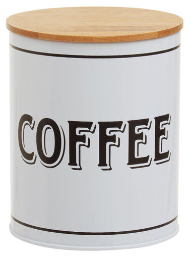 Orsina White Metal Coffee Canister – Airtight Kitchen Storage Container