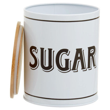 Orsina White Metal Sugar Canister – Minimalist Kitchen Storage Jar