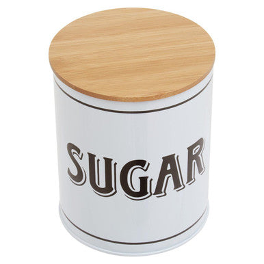 Orsina White Metal Sugar Canister – Minimalist Kitchen Storage Jar