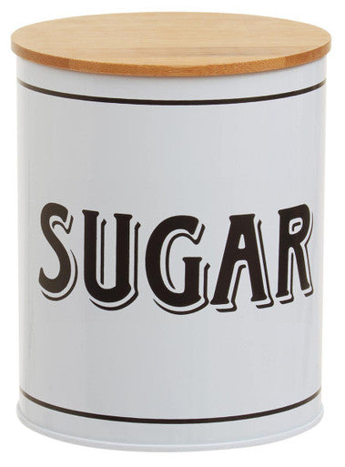 Orsina White Metal Sugar Canister – Minimalist Kitchen Storage Jar