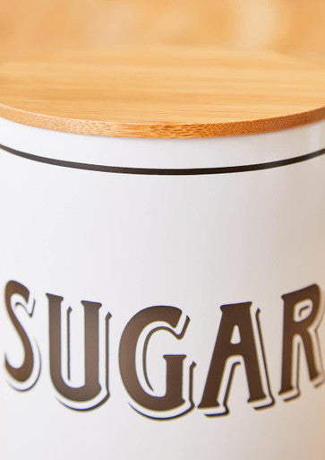 Orsina White Metal Sugar Canister – Minimalist Kitchen Storage Jar