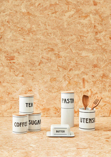 Orsina White Metal Sugar Canister – Minimalist Kitchen Storage Jar