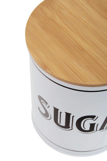 Orsina White Metal Sugar Canister – Minimalist Kitchen Storage Jar