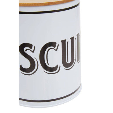 Orsina White Metal Biscuit Canister – Airtight Cookie Storage Jar