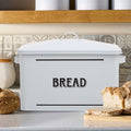 Orsina White Metal Bread Bin – Large Kitchen Countertop Bread Box