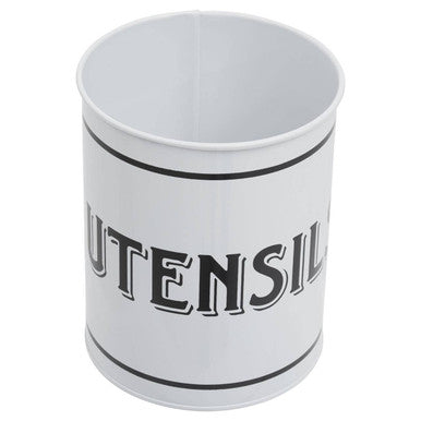 Orsina White Metal Utensil Holder – Tall Round Kitchen Organizer