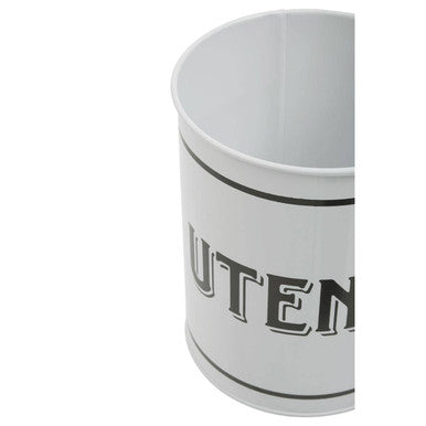 Orsina White Metal Utensil Holder – Tall Round Kitchen Organizer