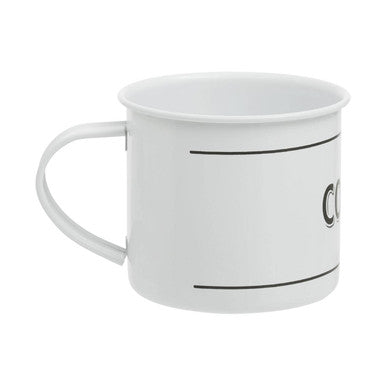 Orsina Grocer White Metal Mug – Enamel Style Coffee and Tea Cup