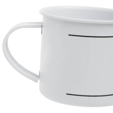 Orsina Grocer White Metal Mug – Enamel Style Coffee and Tea Cup