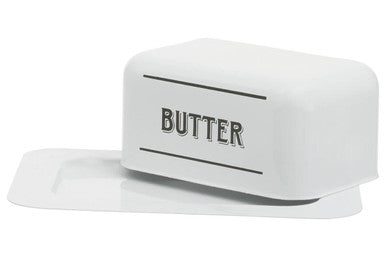 Orsina White Metal Butter Dish – Farmhouse Style Rectangular Holder