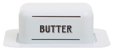 Orsina White Metal Butter Dish – Farmhouse Style Rectangular Holder