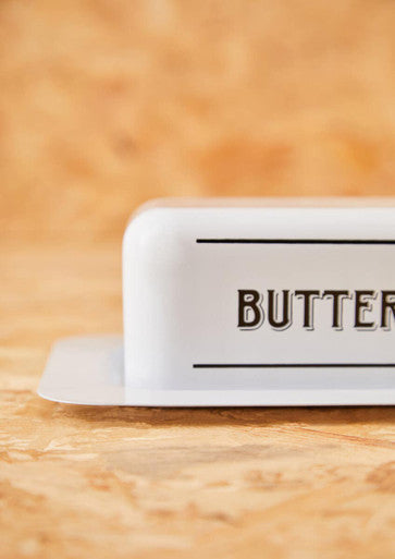Orsina White Metal Butter Dish – Farmhouse Style Rectangular Holder