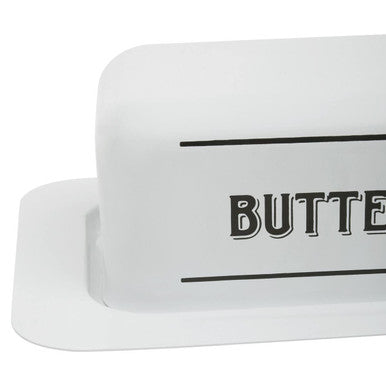 Orsina White Metal Butter Dish – Farmhouse Style Rectangular Holder