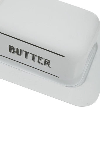 Orsina White Metal Butter Dish – Farmhouse Style Rectangular Holder