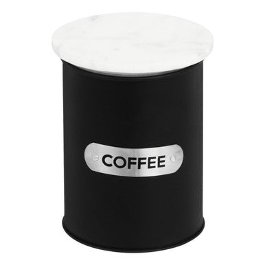 Orsina Liberty Black Enamel Coffee Canister with White Marble Lid
