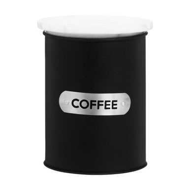 Orsina Liberty Black Enamel Coffee Canister with White Marble Lid