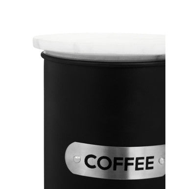 Orsina Liberty Black Enamel Coffee Canister with White Marble Lid