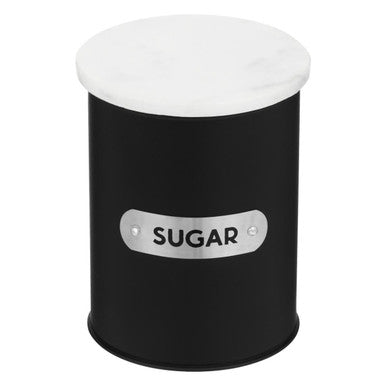 Orsina Liberty Black Enamel Sugar Canister with White Marble Lid
