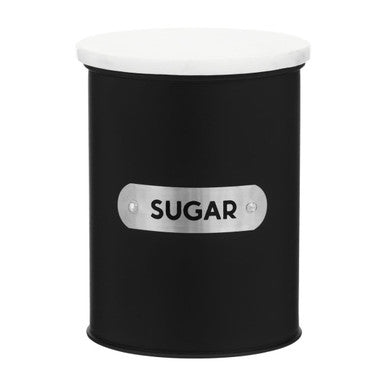 Orsina Liberty Black Enamel Sugar Canister with White Marble Lid