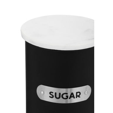 Orsina Liberty Black Enamel Sugar Canister with White Marble Lid