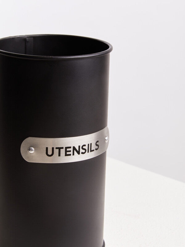 Orsina Liberty Black Enamel Utensil Holder – Modern Kitchen Organizer