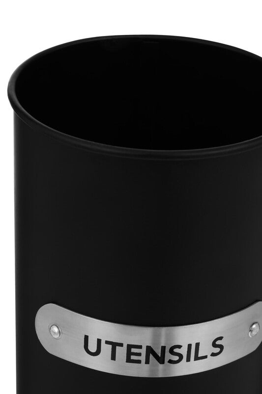 Orsina Liberty Black Enamel Utensil Holder – Modern Kitchen Organizer