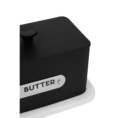 Orsina Liberty Butter Dish – Black Enamel Lid and White Base