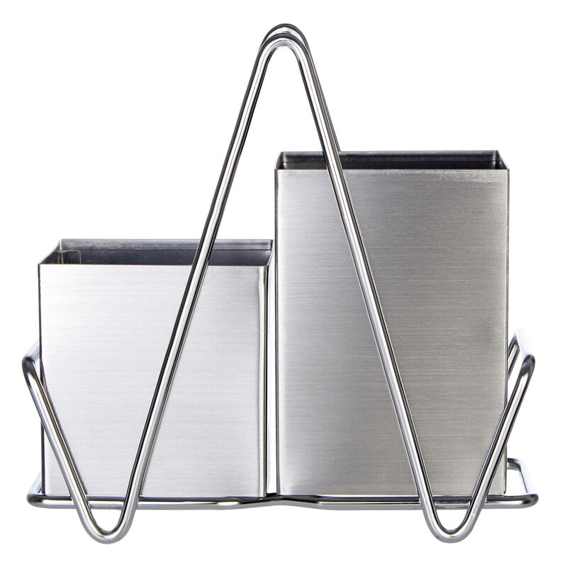 Orsina Stainless Steel Cutlery Caddy – 2 Compartment Utensil Holder