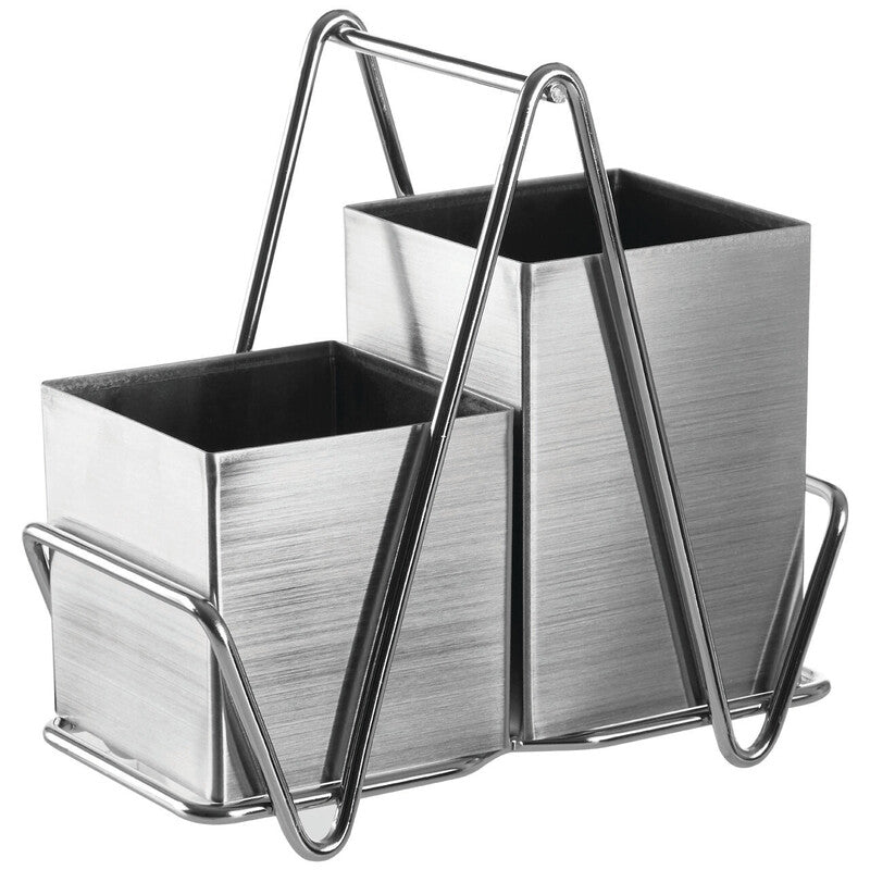 Orsina Stainless Steel Cutlery Caddy – 2 Compartment Utensil Holder
