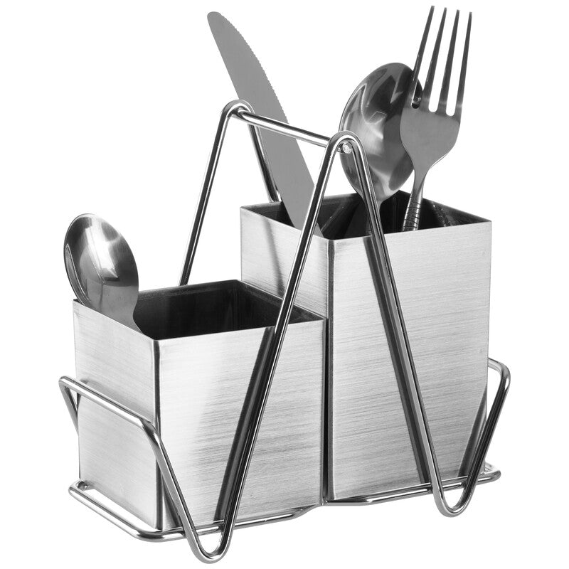 Orsina Stainless Steel Cutlery Caddy – 2 Compartment Utensil Holder