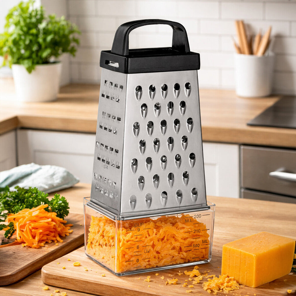 Orsina 4-Sided Stainless Steel Cheese Grater with Collection Box