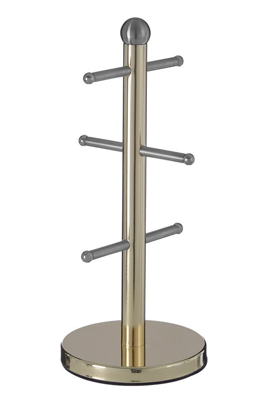 Orsina Gold Mug Tree – 6 Cup Kitchen Countertop Storage Organizer