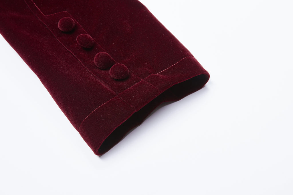 Punk Rave Nerezza Red Goth Velvet Coat – Embroidered Mid-Length