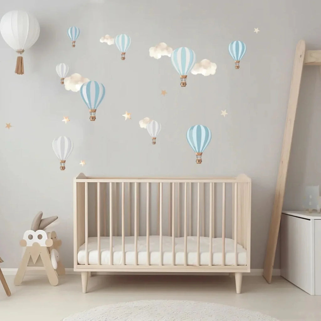 Live Vida Hot Air Balloons Wall Stickers A4 - Blue & Grey