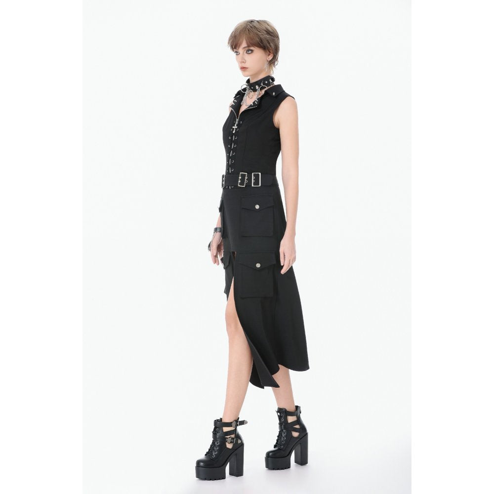 Dark in Love Punk Studded Lace-Up Corset Vest – Black Gothic Top