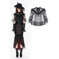 Dark in Love Morwenna Gothic Black Lace Ruffle Capelet with High Collar