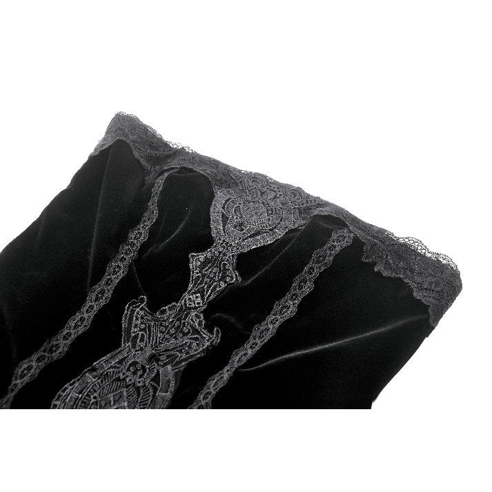 Dark in Love Vampiress Velvet and Lace Maxi Dress – Gothic Black