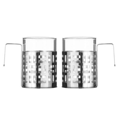 Orsina Nairobi Coffee Mugs – Set of 2 Stainless Steel & Glass Cups