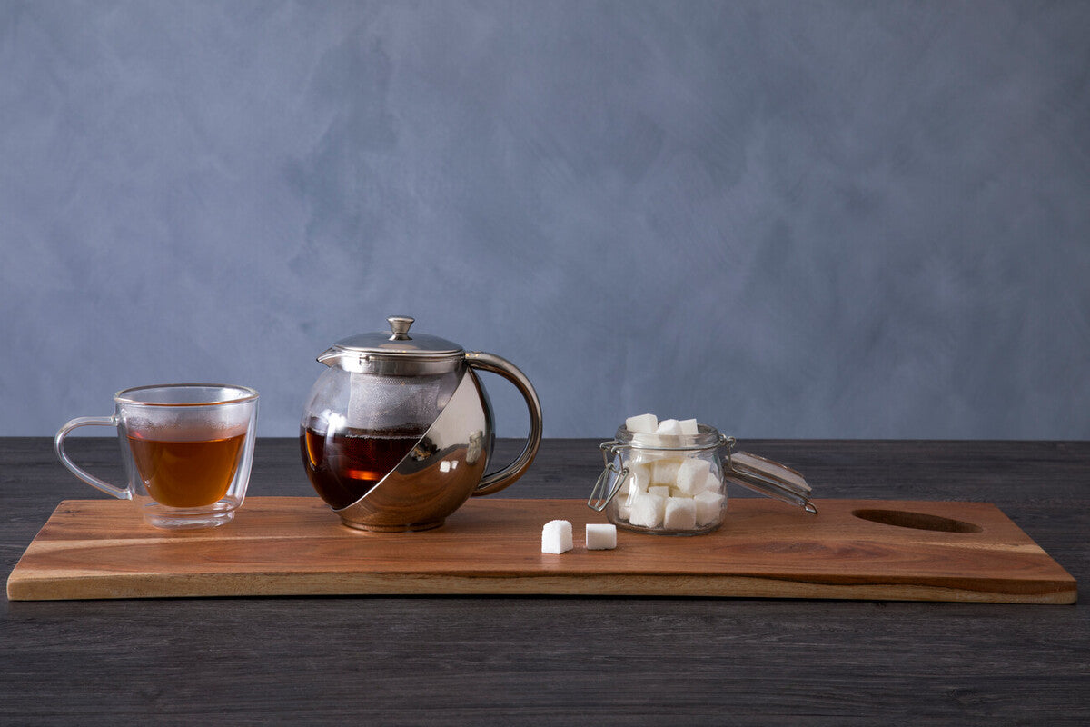 Orsina Fuso Glass Teapot with Infuser – 650ml Grey Stainless Steel