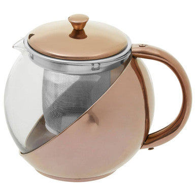 Orsina Fuso Glass Teapot – Stainless Steel with Copper Infuser