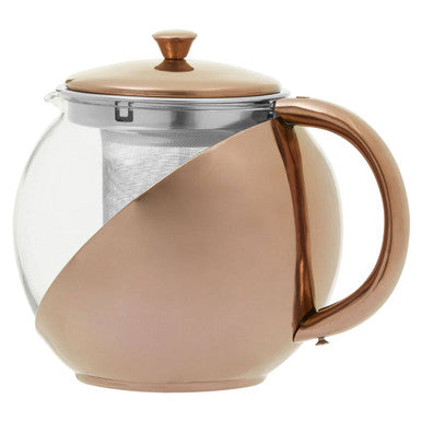 Orsina Fuso Glass Teapot – Stainless Steel with Copper Infuser