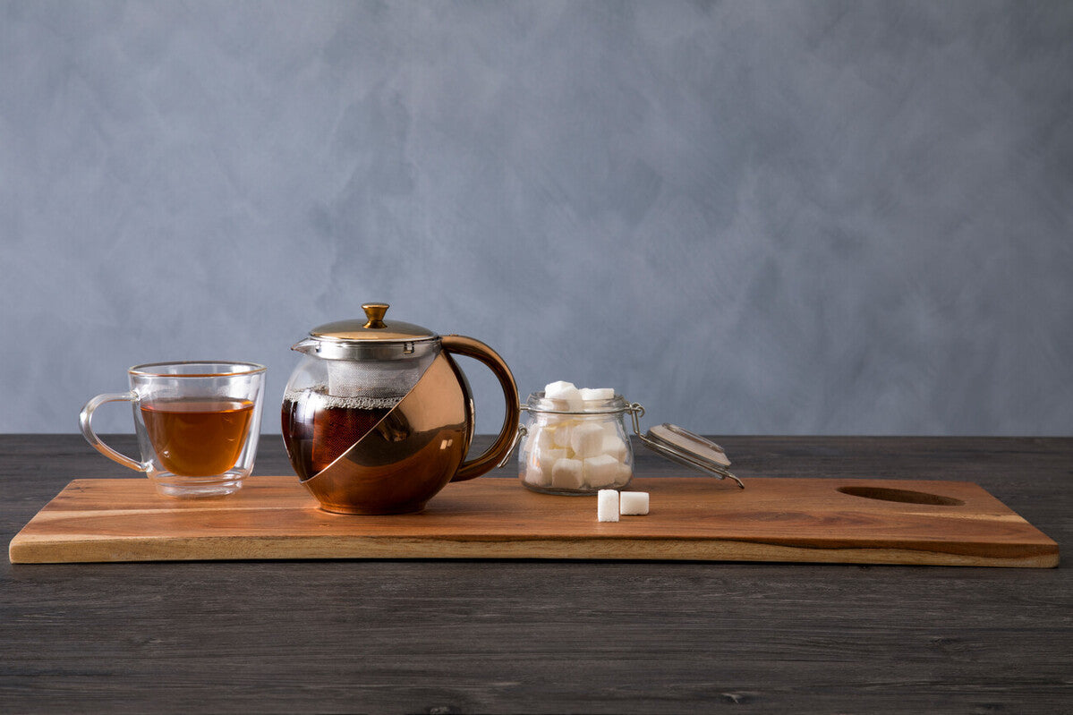Orsina Fuso Glass Teapot – Stainless Steel with Copper Infuser