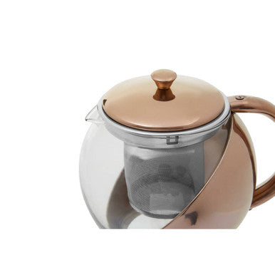 Orsina Fuso Glass Teapot – Stainless Steel with Copper Infuser