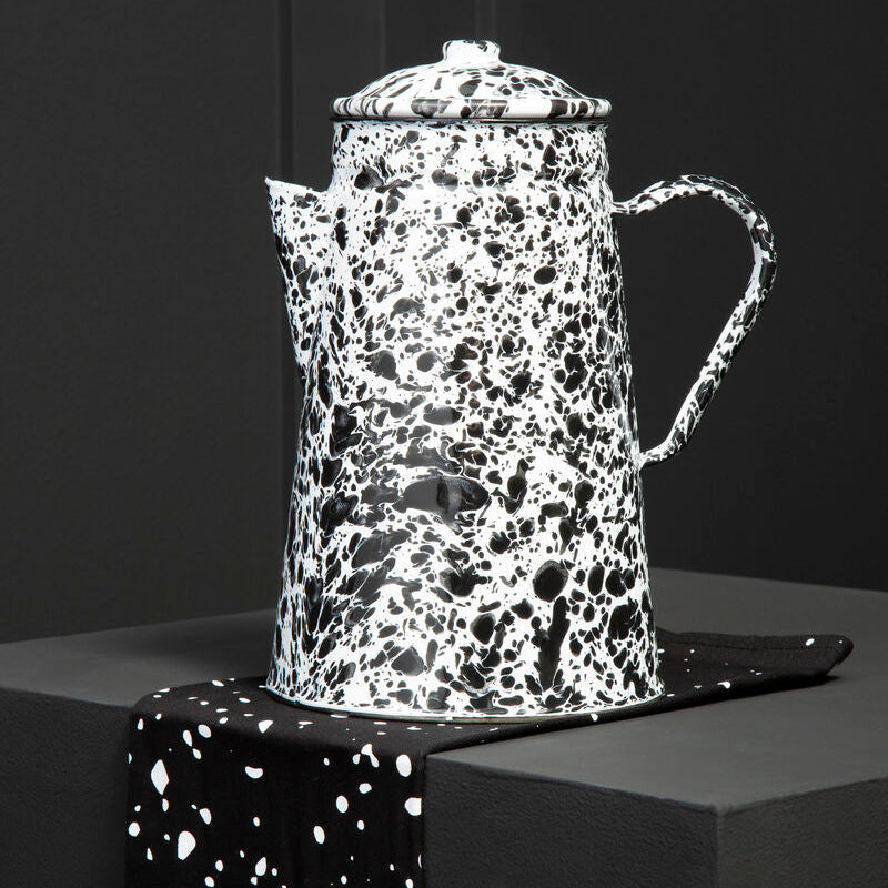 Orsina Hygge Patterned Teapot | Enamelled Carbon Steel - Black & White