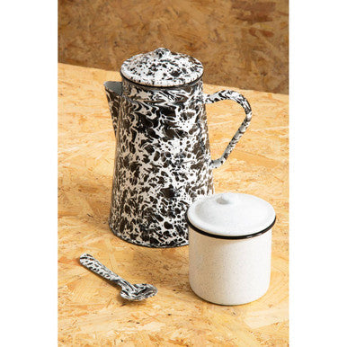 Orsina Hygge Patterned Teapot | Enamelled Carbon Steel - Black & White