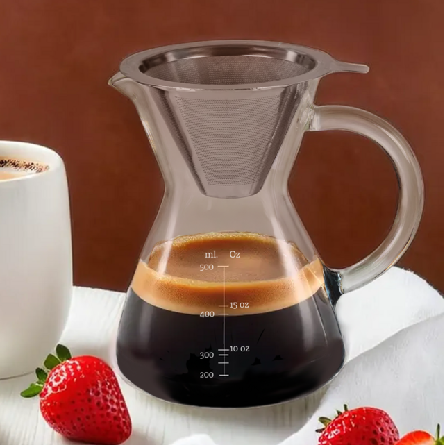 Orsina Tova Pour-Over Coffee Pot – 400ml Glass Brewer with Filter
