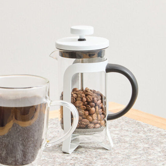 Orsina Akeala Matte White French Press Cafetiere - 350ml Glass Beaker
